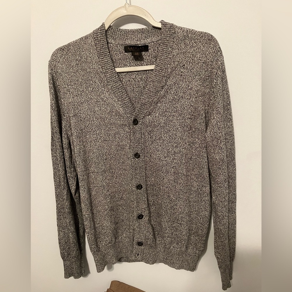 Lachlan Men’s Cardigan Sweater Super Smooth Sz M 100% Cotton